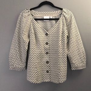 Anthropologie Patterned Top with Gold Accents